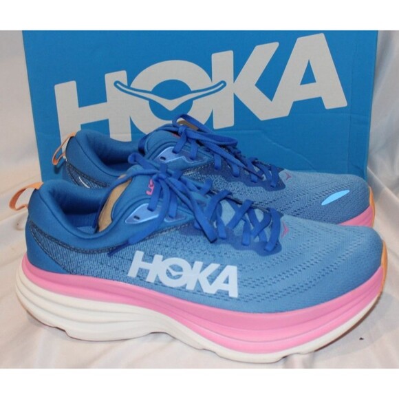 NIB Hoka One Women's Bondi 8 CSAA BLUE PINK RUNNING SNEAKERS SZ 11 WIDE NIB - Picture 1 of 6